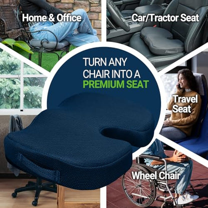 Season Guard Gel Memory Foam Seat Cushion for Tailbone Pain Relief, Blue - color: Blue, style: Mesh
