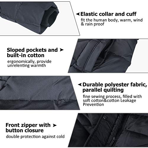 BINACL Women's Winter Warm Thicken Long Outwear Pockets Coat Parka Jacket XS-3XL - color: Black, size: Large