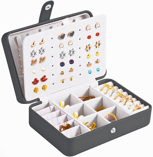 QBestry Black Travel Jewelry Organizer for Women Small Jewelry Box Earrings - color: Black, size: Small