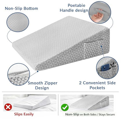 12" Wedge Pillowcase Soft and Breathable Replacement Case Light Grey, Only One Cover - color: Light Grey Cover, size: 24*24*12 inch