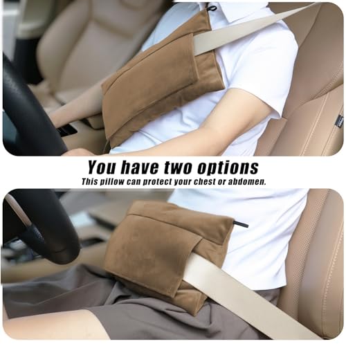 Post Surgery SeatBelt Pillow for Pregnancy Mastectomy Hysterectomy Recovery - color: Brown