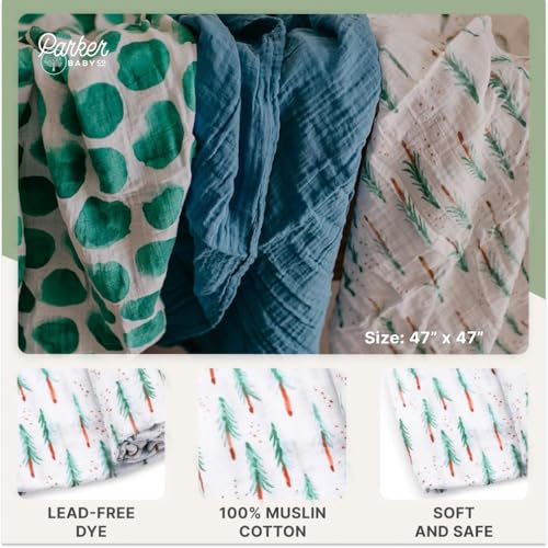 Parker Baby Co. Soft Muslin Baby Swaddle Blankets, 3 Pack - Timber Set - color: Timber