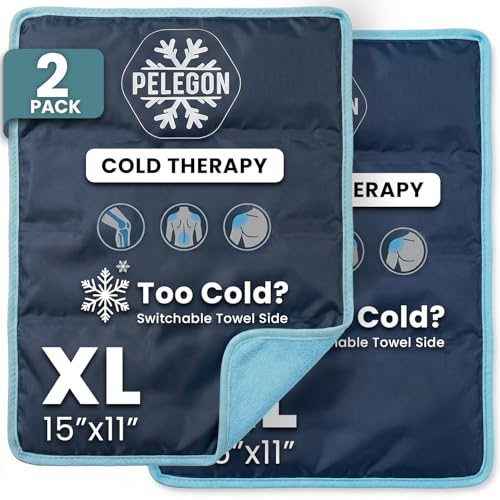 Pelegon Ice Packs for Injuries Reusable XL (11" x 15") Ice Pack for Knee, Reusable Gel Ice Pack for Back, Large Flexible Cold Pack for Shoulder, Hip & Neck, Soft Fabric Side, Leakproof Design - 2 Pack - size: XL (2 Pack)
