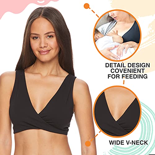 Lamaze - Intimate Apparel Maternity Nursing Cotton Span Sleep Bra Bra - color: Black, size: Small