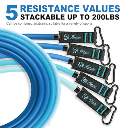 HPYGN Resistance Bands with Handles, 150 lb Exercise Bands for Home Workout - color: blue, style: 200LBS