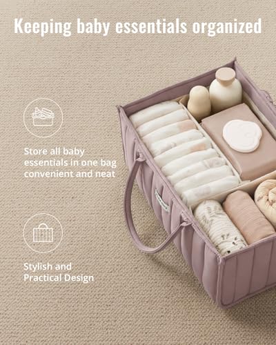 Blissful Diary Baby Diaper Caddy Organizer, Nursery Storage, Mauve Pink - color: Mauve Pink