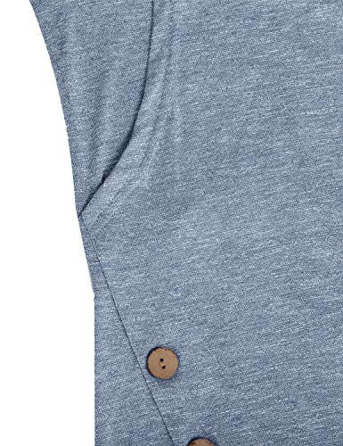 connche Women's Button Side Maternity Tunic Nursing Tops for Breastfeeding - color: Light Blue, size: X-Large