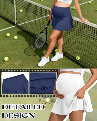 3 Pack Maternity Skirts Tennis Skorts - color: Haze Blue, White, Black, size: Large