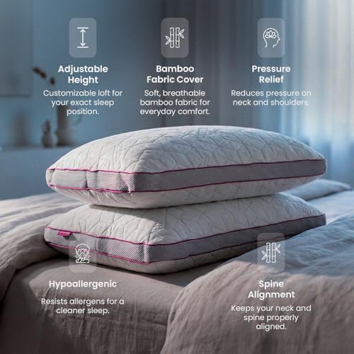 IWS I WANNA SLEEP Premium SnowTouch® Adjustable Size Pillow (Queen, Pack of 2) - color: Queen, size: Pack of 2