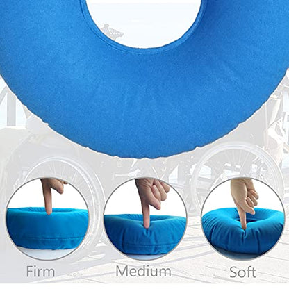 Donut Pillow, Inflatable Donut Cushion for Tailbone Pain,Hemorrhoid Seat Cushion (15" Light Blue, Air Pump Included)