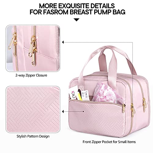 Fasrom Wearable Breast Pump Bag with Cooler Compartment and Ice Pack Bundle with Breast Pump Caddy Organizer Bag with Breastmilk Cooler
