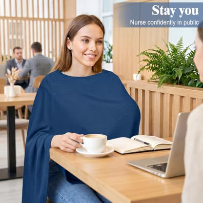 Basumee Nursing Cover for Breastfeeding Breathable Mesh 360 Full Privacy - color: Navy Blue, size: 1 Pack