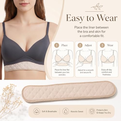 8 Pcs Under Breast Sweat Pads Washable Cotton Bra Liners for Sweat