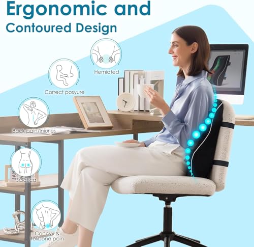 Niceeday Lumbar Support Pillow for Office Chair Car Back Support Pillow, Memory Foam Gaming Chair Desk Chair Back Cushion for Lower Back Pain Relief, Ergonomic Back Rest,Office Home Essentials - size: Full Back 3D-16'*18'*5'