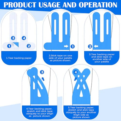 50 Pcs Precut Kinesiology Tape for Knees, Blue - color: Blue