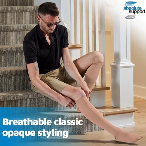 ABSOLUTE SUPPORT 3 Pairs Unisex Compression Socks, 20-30mmHg, Beige|7XL - color: Beige, size: 7X-Large