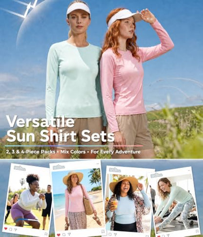 Women Long Sleeve Compression Shirts Underscrubs Workout Athletic Tops - color: Pink/Light Blue/Light Gray/White, size: XX-Large