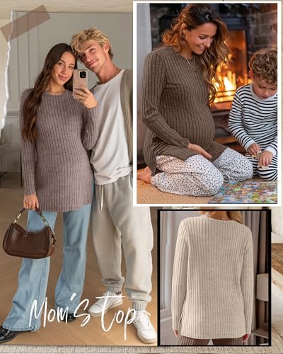 3 Pack Maternity Shirts Pregnancy Sweaters Tunic Tops - color: Apricot, Coffee, Brown, size: Medium