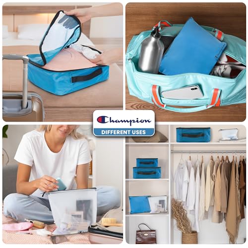 Champion Packing Cubes for Travel - 6 Piece Organizer Set, Carry-On Ready - color: Blue