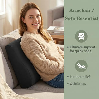 baibu Patented Dual-Layer Memory Foam Lumbar Pillow for Recliner, Black - color: Black