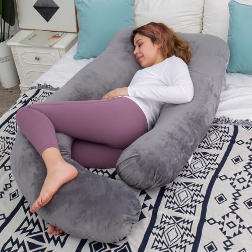 60 Inch Pregnancy Pillow for Sleeping (Dark Grey- Memory Foam) - color: Dark Grey- Memory Foam