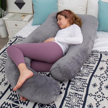 60 Inch Pregnancy Pillow for Sleeping (Dark Grey- Memory Foam) - color: Dark Grey- Memory Foam