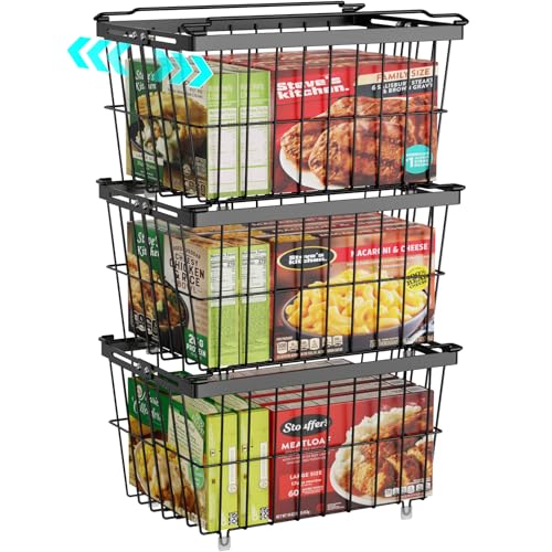 iSPECLE Freezer Organizer Bins - Adjustable Width & Extra Depth, 3 Pack - style: 3-Pack Black