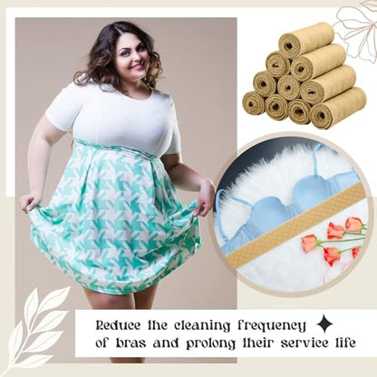 Toulite 10Pcs Reusable Cotton Bra Liners for Sweat - color: Khaki, size: Large