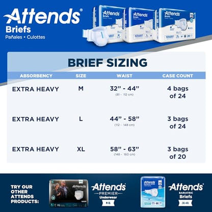 Attends Adult Incontinence Briefs, Large, Heavy Absorbency, 24ct Bag - size: Large (24 Count)