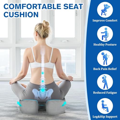 CushyOasis Seat Cushion, Gel Memory Foam Office Chair Cushions, (Light Grey) - color: Light Grey, size: Large