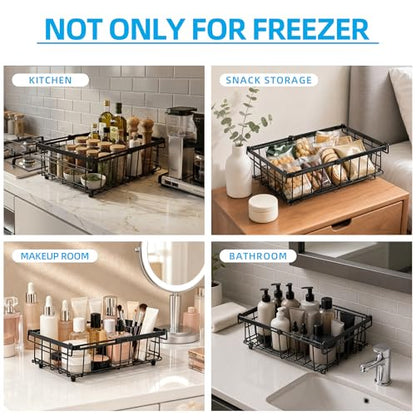 4 Pack Expandable Freezer Organizer Bins, Stackable Chest Freezer Basket - color: Black, size: 4 Packs