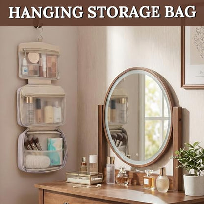 Makeup Bag Hanging Toiletry Bag for Women with Leakproof Compartments - color: Pink