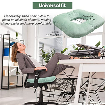 Donut Pillow for Tailbone Pain, Hemorrhoid Pillow (Moss Green) - color: Moss Green