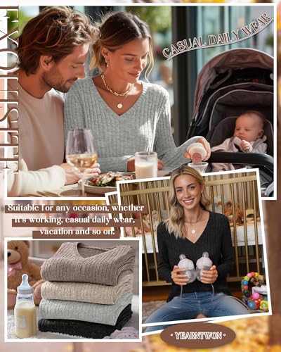 4 Pack Women's Maternity Nursing Tops - color: Brown, Apricot, Light Gray, Black, size: X-Large