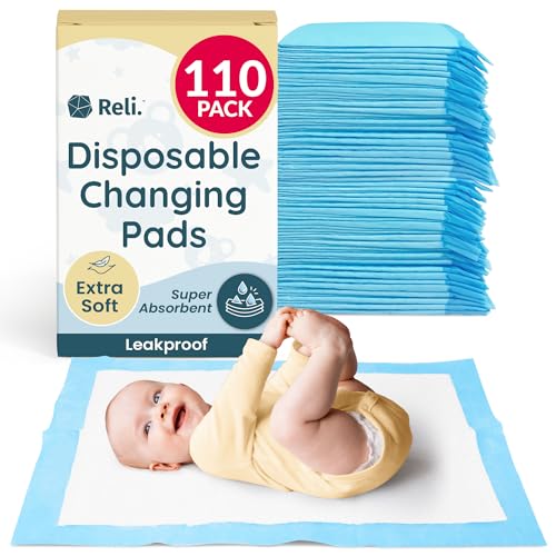 Reli. Disposable Changing Pads for Baby | 110 Pack | 13" x 18"