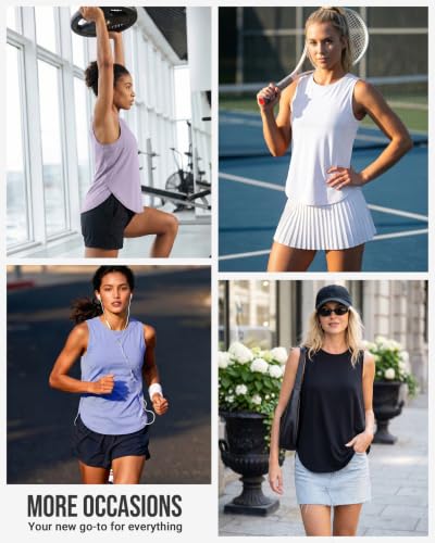 JOYSPELS Ice Silk Workout Tank Top Loose Fit Yoga Shirts UPF 50+ - color: Birch Heather, size: Large