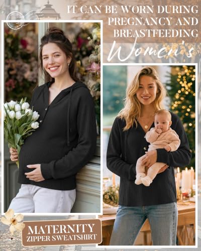 Neer Women's Nursing Hoodies Breastfeeding Shirts - color: Black, size: Small