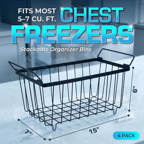 Freezer Organizer Bins 4-Pack, Fits Most 5–7 Cu. Ft. - Black - color: Black