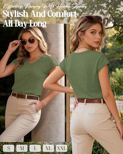 Women's Nursing Shirts - color: Army Green, size: XX-Large