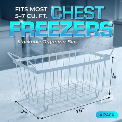 Freezer Organizer Bins 4-Pack, Fits Most 5–7 Cu. Ft. - White - color: White