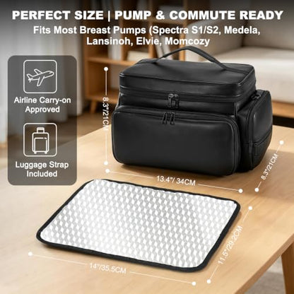 Uross Breast Pump Bag-Spectra S1/S2 Pumping Bag PU Leather Leakproof Cooler