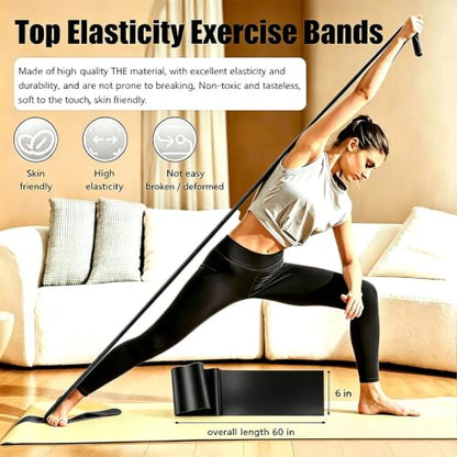Long Resistance Bands for Working Out, Physical Therapy, Yoga & Pilates - color: Black
