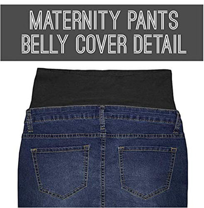 Hybrid & Company Women's Comfy Maternity Shorts - color: Bermuda-bm5826a-darkwash, size: Medium