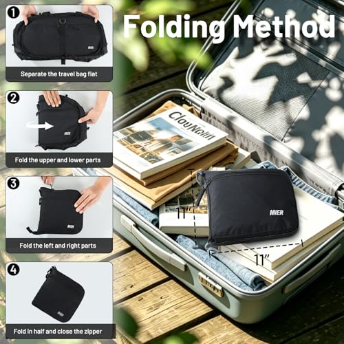 MIER Packable Travel Duffle Bag with Shoe Compartment, 80L, Black - color: Black, size: 80L