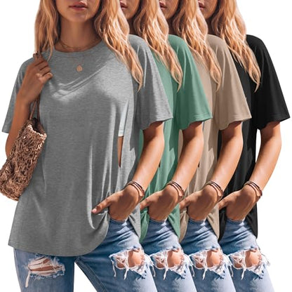 4 Pack Women's Nursing Shirts - color: Light Gray, Light Green, Khaki, Black, size: XX-Large