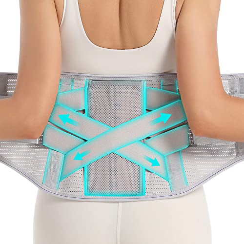 Back Brace for Lower Back Pain, Lumbar Support Belt for Men/Women - color: Grey