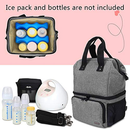 LUXJA Multi-Wear Breast Pump Storage Bag, Gray