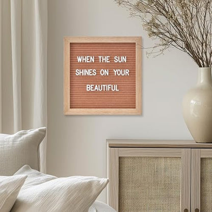 Felt Letter Board, 10 x 10 inch Wooden Frame, Brown - color: Brown