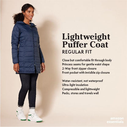 Amazon Essentials womens Lightweight Water-Resistant Packable Hooded Puffer Coat (Available in Plus Size) - color: Black, size: XX-Large