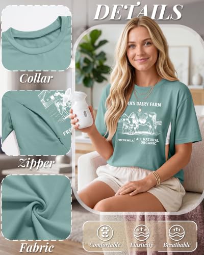 Huukeay Women Nursing Tops for Breastfeeding - color: Green, size: Medium